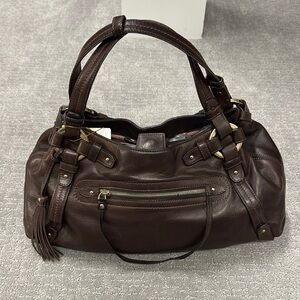 Bally Brown Leather Handbag W/ Pink Interior